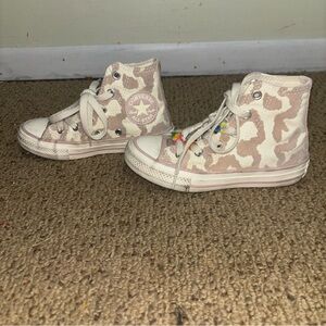Converse Kids High-Top Sneakers - Cream and White Size Girl 11